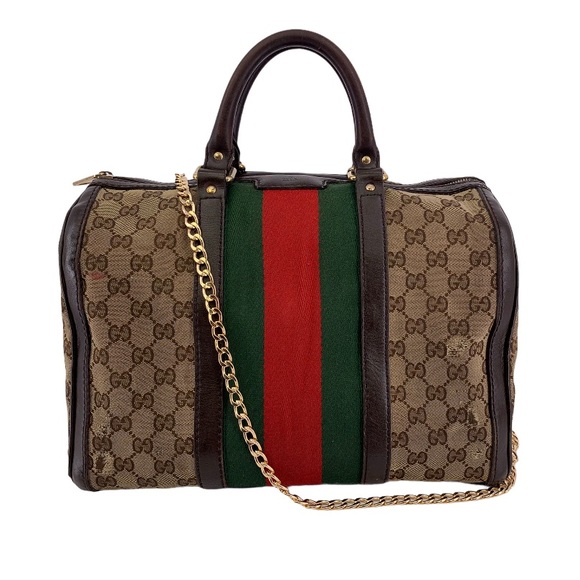 VINTAGE GUCCI WEB ORIGINAL GG BOSTON MM - Picture 5 of 14